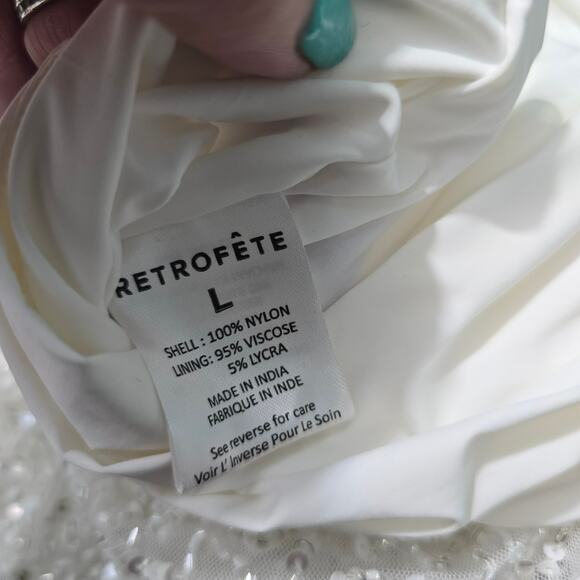 Retrofete Alice Sequin Dress White Sequin Maxi Dress Backless Cross Strap L New - Picture 6 of 12